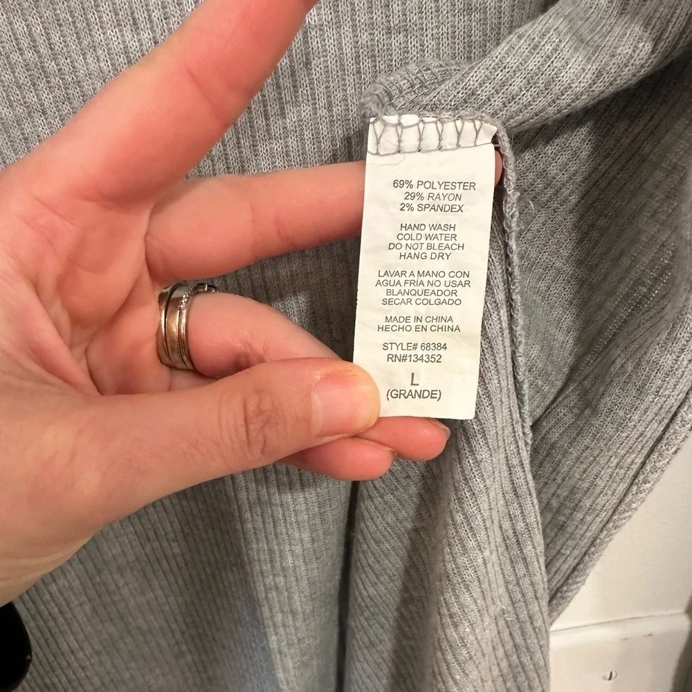 Ambiance Ribbed Split Hem Cardigan Open Front Gray Women’s Size Large Cozy